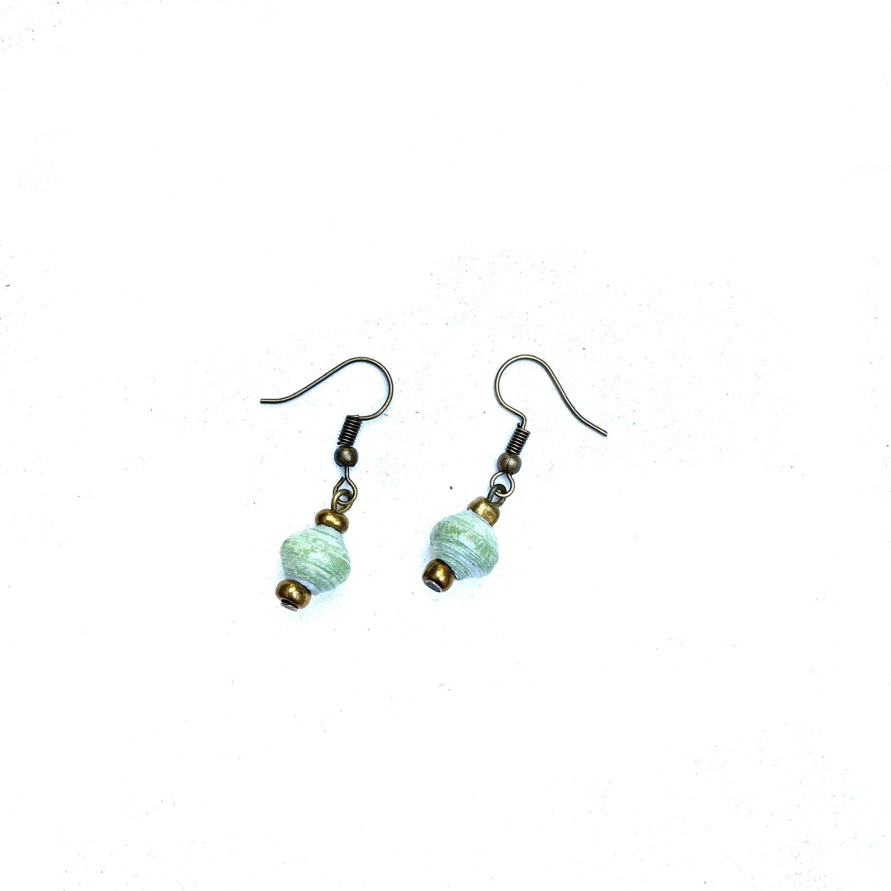 White/multicolored Paper Bead Earrings W/rose Gold Hooks - Etsy